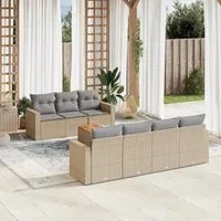 Set Divano da Giardino 8 pz con Cuscini Beige in Polyrattan 3224029