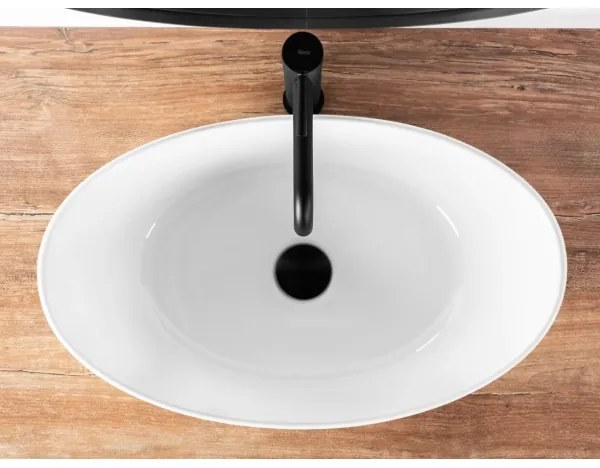 REA-U6802 - Lavabo da appoggio KATE 27x45 cm ceramica/bianco lucido