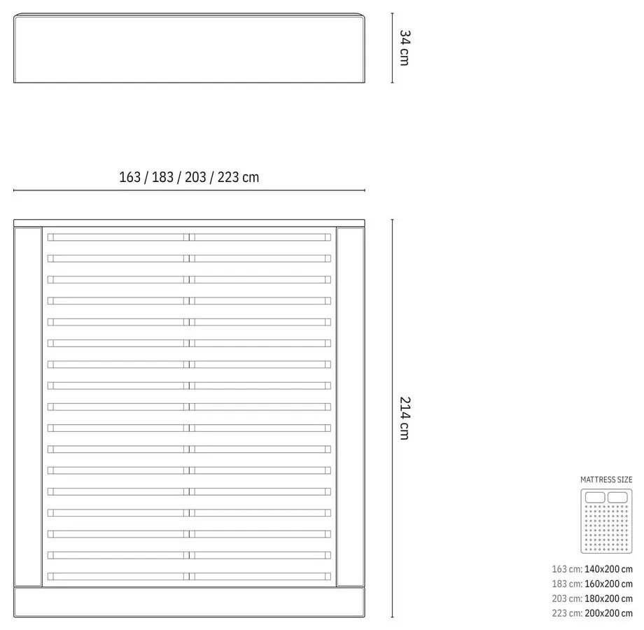 Letto matrimoniale imbottito beige con contenitore con rete inclusa 200x200 cm Simon Olivia – Micadoni