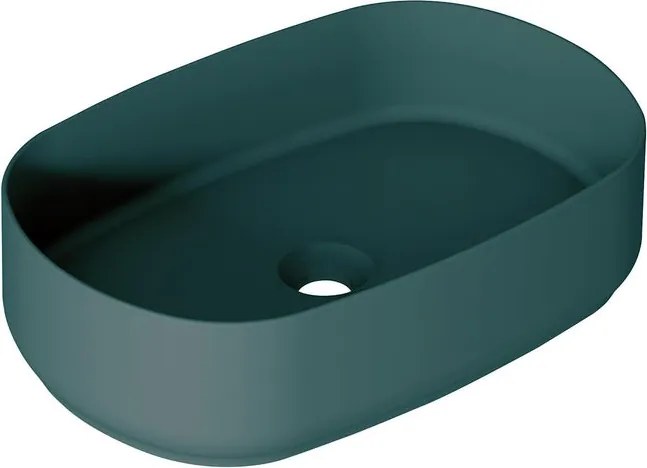 Lavabo da appoggio Kyoto ovale in ceramica L 55 x H 12 x P 36 cm verde