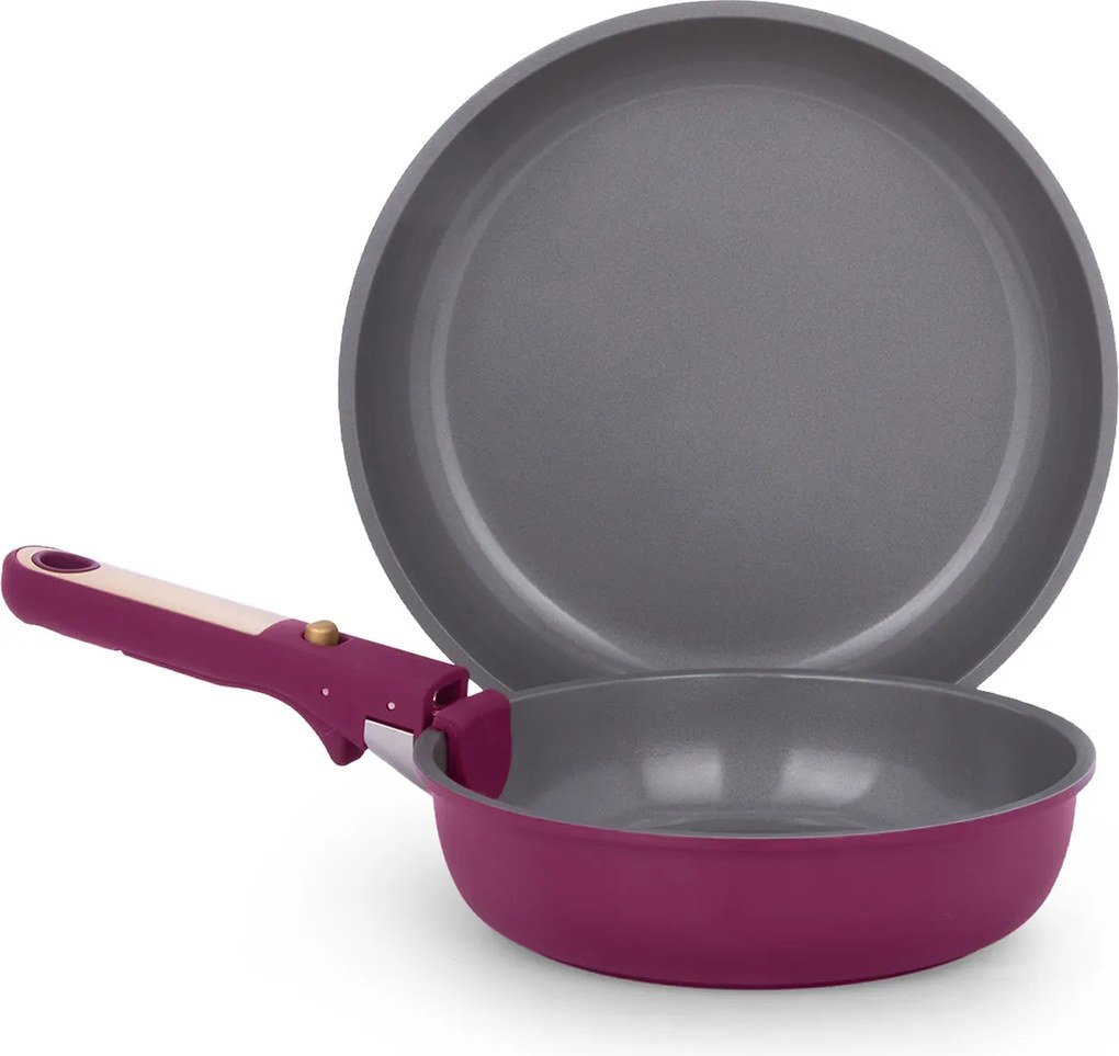 Set 2 padelle con manico staccabile melanzana