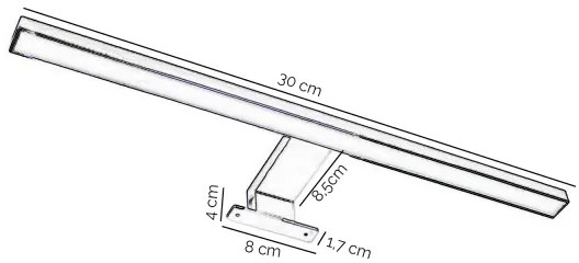 ONLI-Illuminazione a LED per specchi da bagno NEMO LED/4,5W/230V 4000K 30cm IP44 cromo lucido