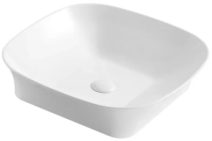 Lavabo da appoggio 50x50 quadrato in ceramica bianco lucido