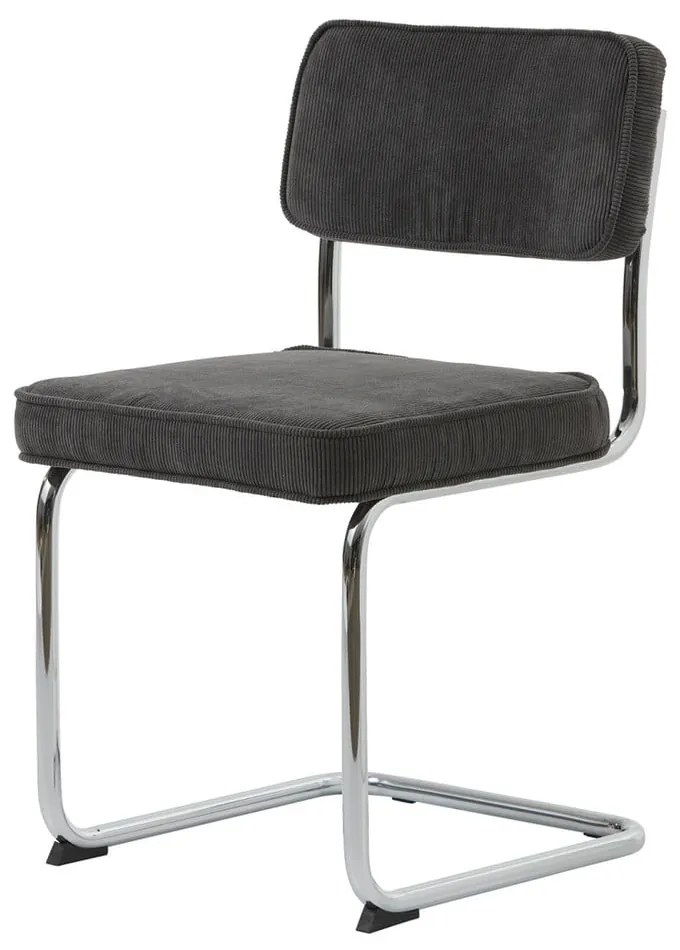 Sedia da pranzo grigio scuro in velluto a coste Rupert - Unique Furniture