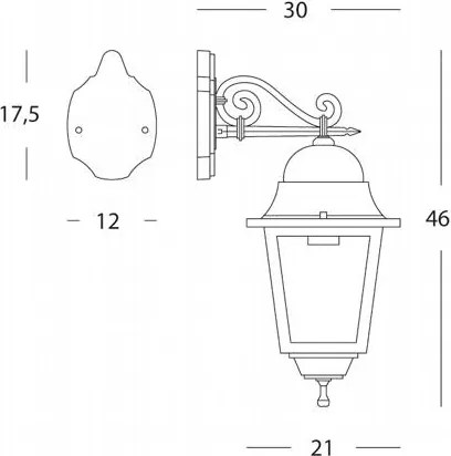 Lampada Applique Grande in Basso Colore Nero da Esterno Linea Quadrata Sovil...