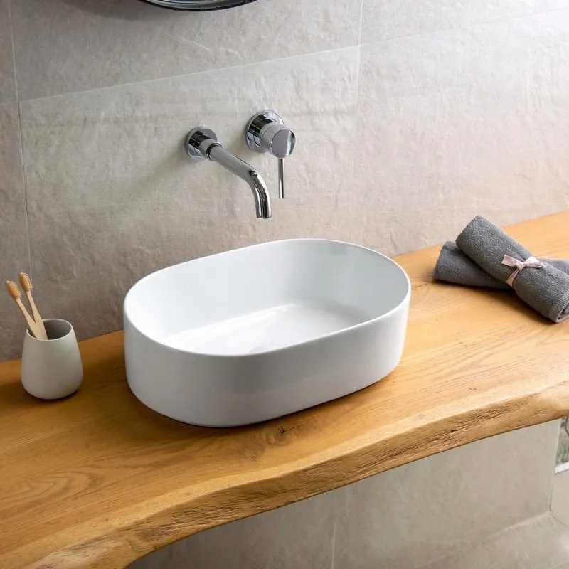 Kamalu - lavandino bagno da appoggio ovale 46cm | kly-4600