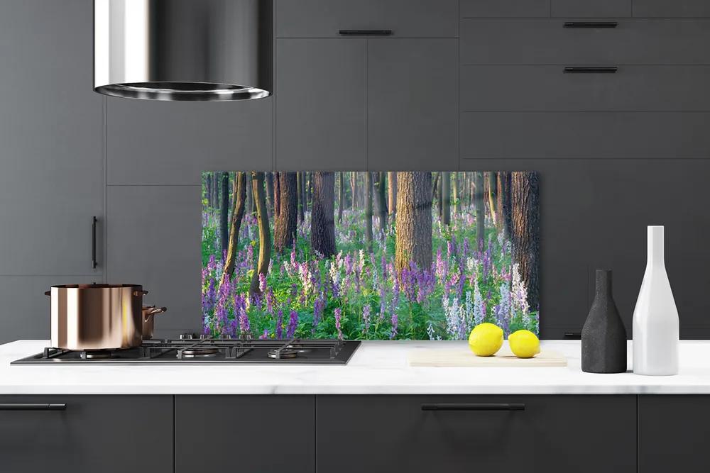 Pannello paraschizzi cucina Natura dei fiori della foresta 100x50 cm