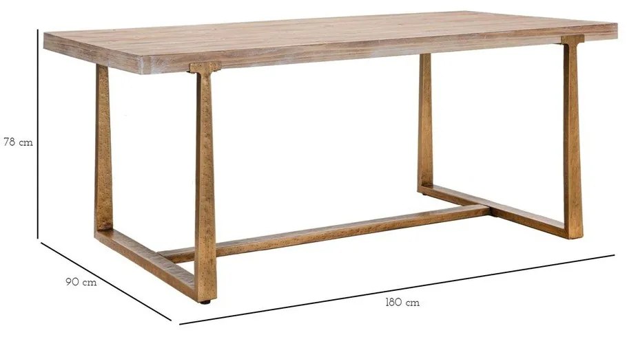 Tavolo da pranzo in colore naturale 180x90 cm Ankara - Mauro Ferretti