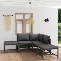 Set Divani da Giardino 6 pz con Cuscini in Polyrattan Grigio 3059755