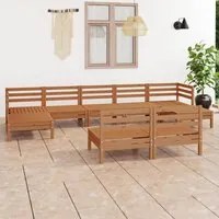 Set Salotto da Giardino 9 pz in Legno Massello di Pino Miele 3083357