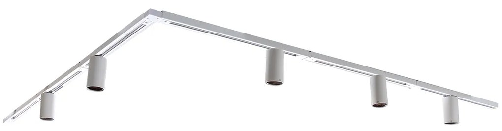 Sistema di illuminazione su binario moderno con 5 faretti bianchi monofase GU10 50 mm - Iconic Ruby