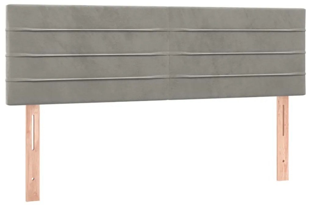 Testiera a led grigio chiaro 144x5x78/88 cm in velluto