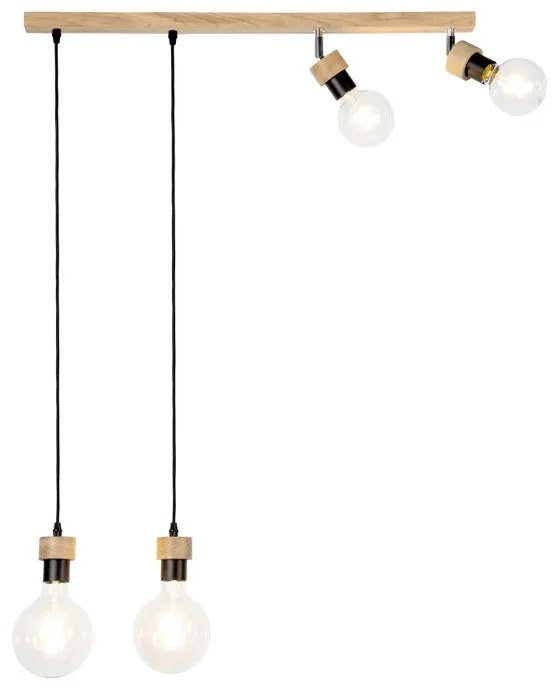 Lampadario Industriale Lampadario Industriale Clartina 4x E27 nero paralume nero 4x E27