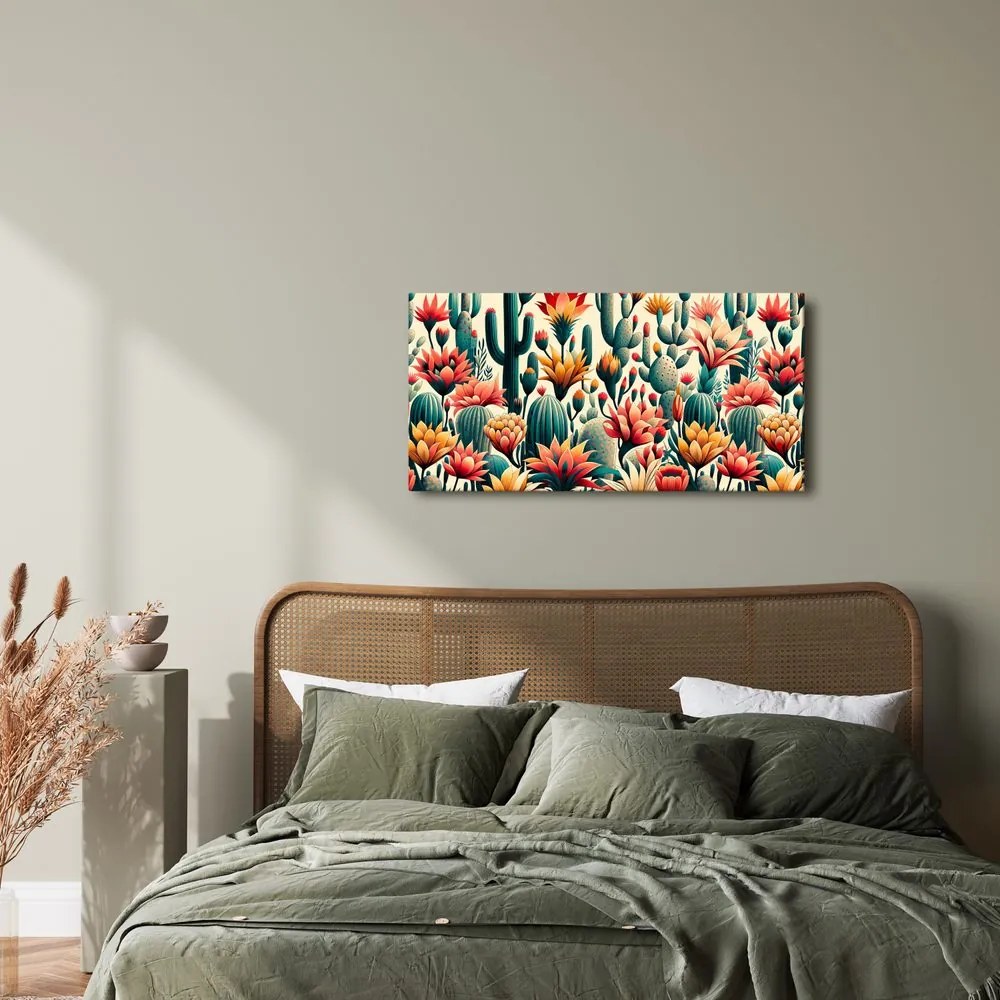 Quadro su tela – Fiori e cactus nel deserto