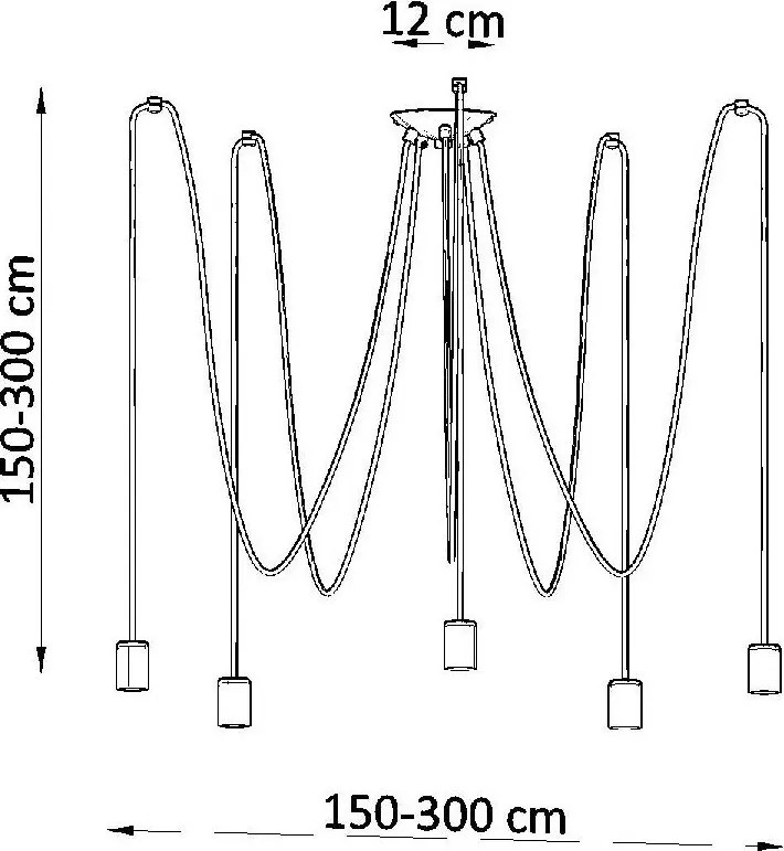 Apparecchio a sospensione nero 300x300 cm Spider - Sollux