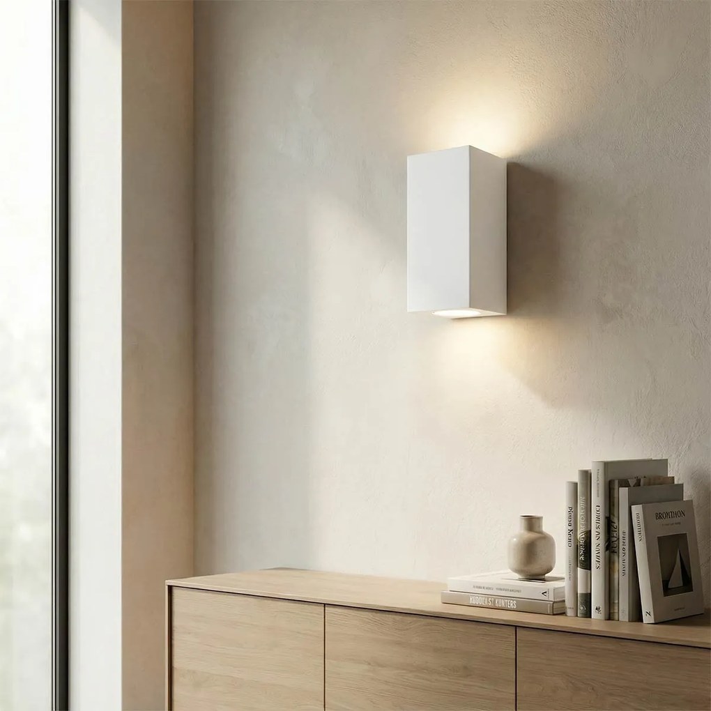 Applique da Parete 2xGU10 Rettangolare in Gesso Pitturabile