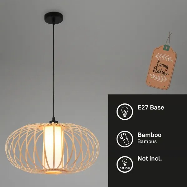 Briloner 4759011 - Lampada a sospensione con cavo 1xE27/10W/230V nero/bambù