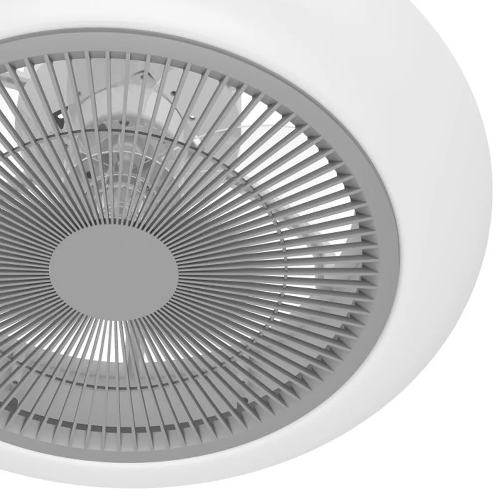 Plafoniere Ventilatore Sayulita Abs Bianco-Grigio Diff Acrilico Bianco Led