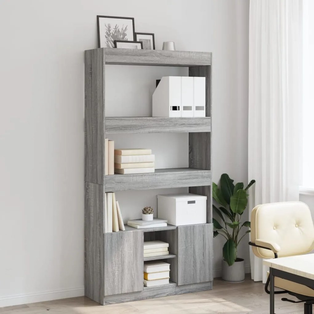 Credenza grigio sonoma 92x33x180 cm in legno multistrato