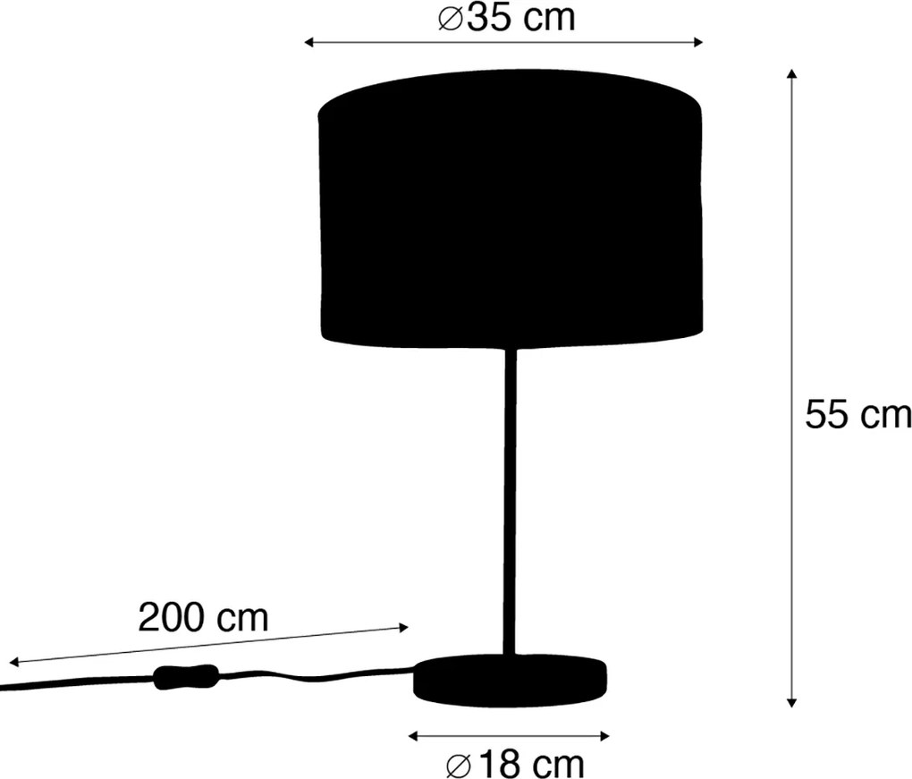 Lampada da tavolo ottone con paralume in velluto tortora 35 cm - Kaso