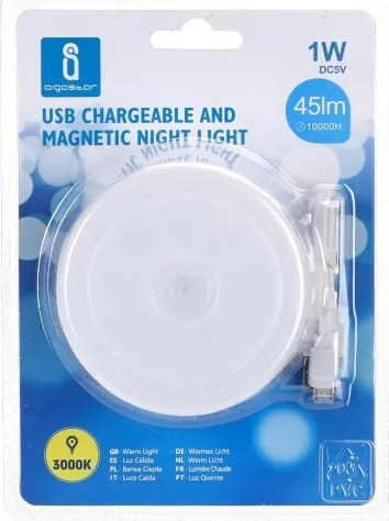 Aigostar - Luce notturna a LED portatile LED/1W/5V 3000K + USB