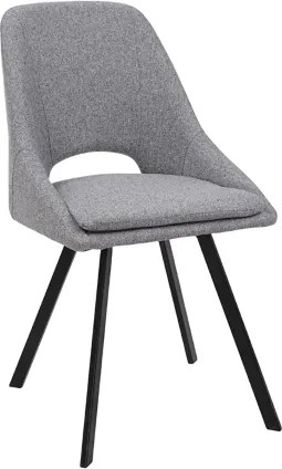 Sedia LINDA rivestita in tessuto grigio chiaro cuscino sfoderabile