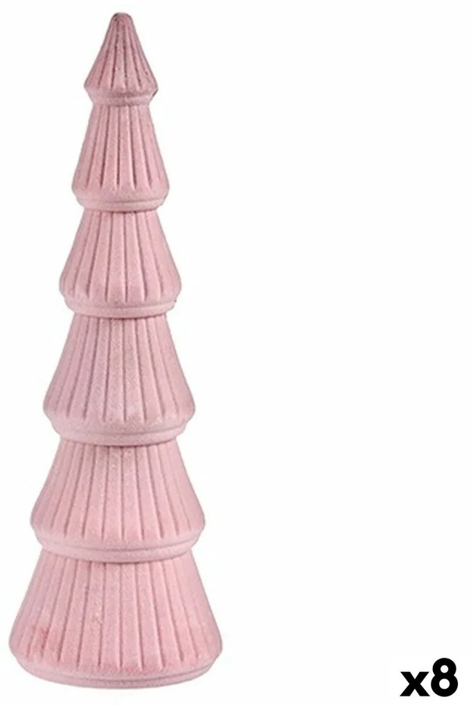 Albero di Natale Velluto Rosa Legno 12 x 34,5 x 12 cm (8 Unità)