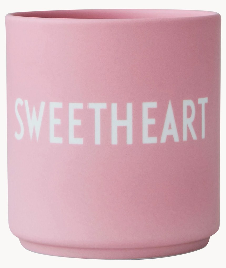 Tazza di design senza manico rosa con scritta Favourite SWEETHEART
