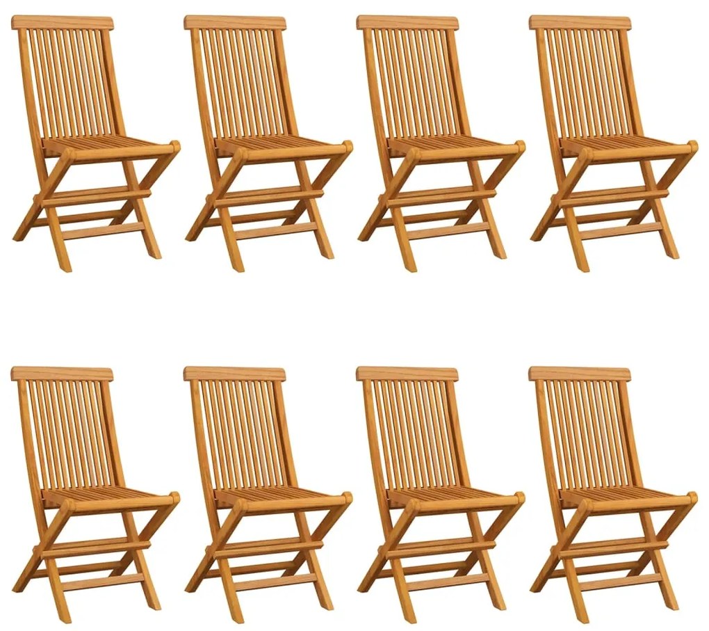 Sedie da giardino e cuscini bianco crema 8 pz massello di teak