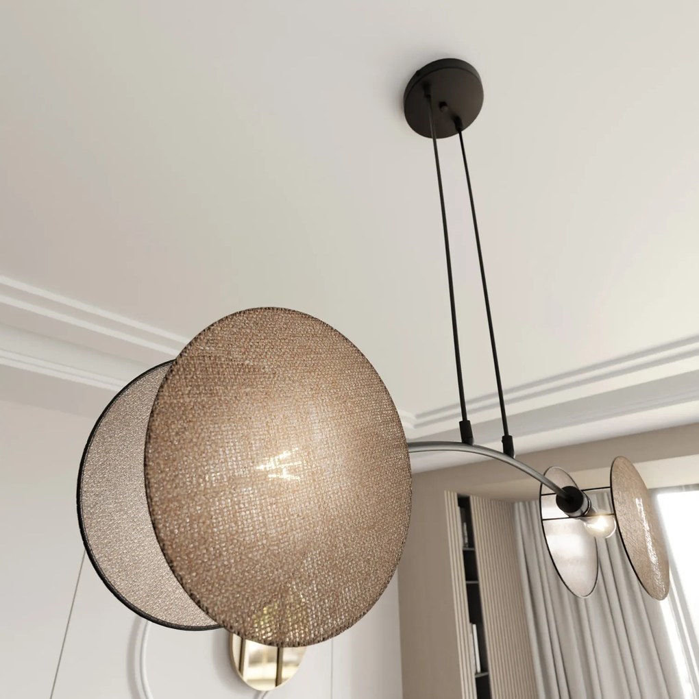Lampada A Sospensione 2 Luci Moderna Nut In Acciaio Effetto Naturale
