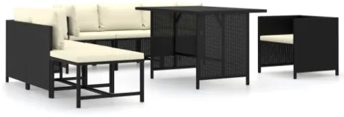 Set Divani da Giardino 8 pz con Cuscini in Polyrattan Nero