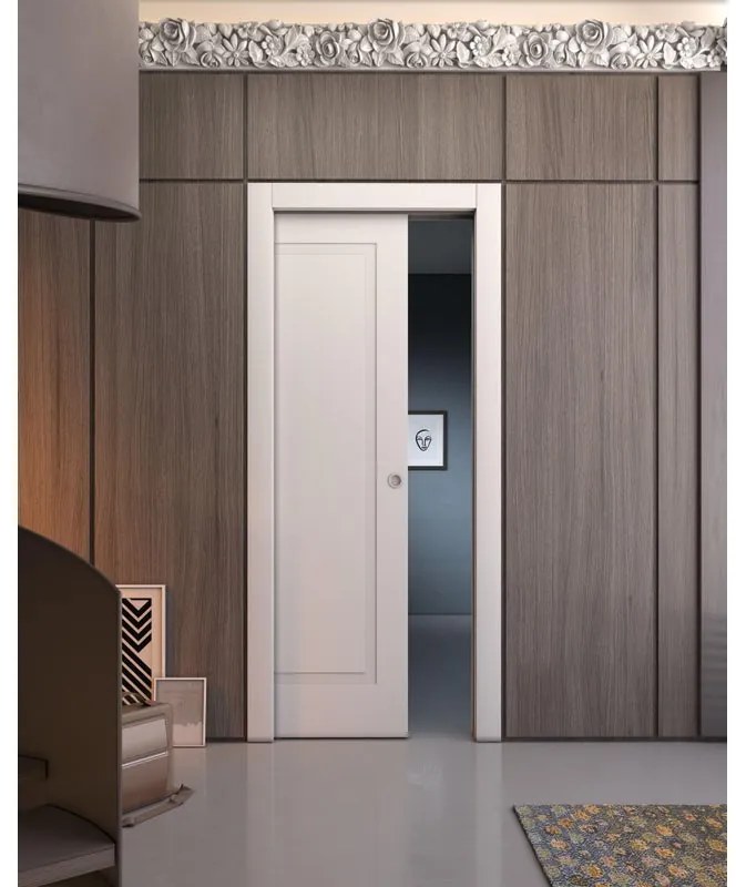 Porta scorrevole Antibes bianco L 70 x H 210 cm reversibile