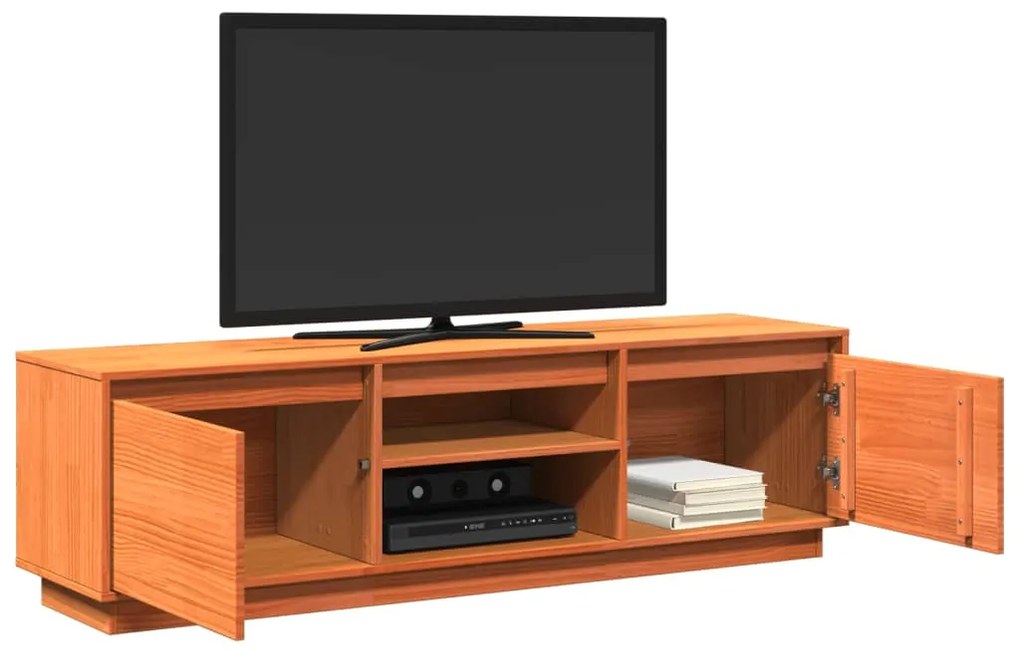 Mobile tv marrone cera 140x35x40 cm in legno massello di pino