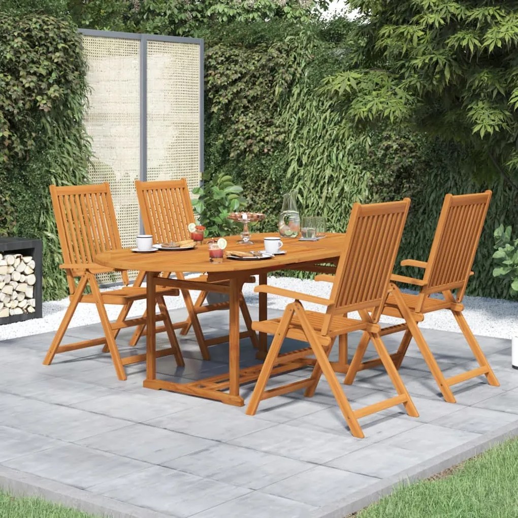 Set da pranzo da giardino 5 pz in legno massello di acacia