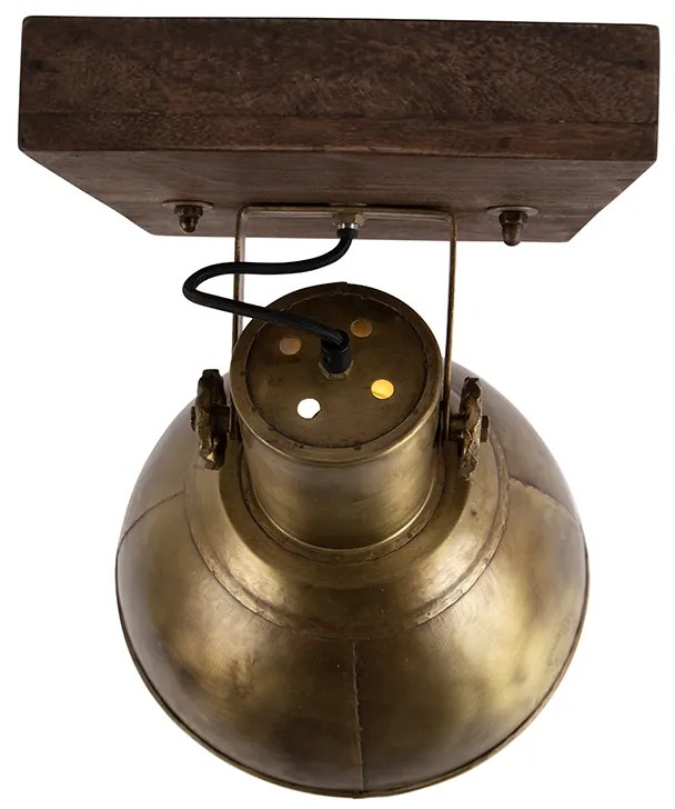 Faretto da soffitto industriale bronzo con legno 30 cm - Mangoes