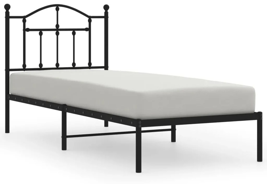 Giroletto con testiera in metallo nero 80x200 cm