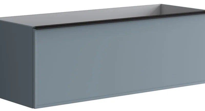 Mobile da bagno sospeso sotto lavabo L 120 x H 40 x P 45.5 cm blu laccato opaco, 2 cassetti Pixel frame