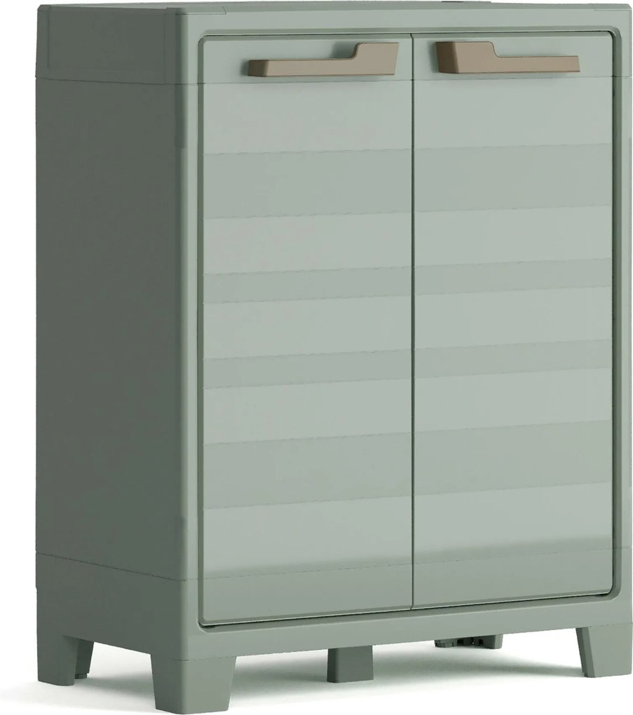 Armadio da Giardino 2 Ripiani 80x44x100 cm Keter Planet Outdoor Basso Grigio e Verde...