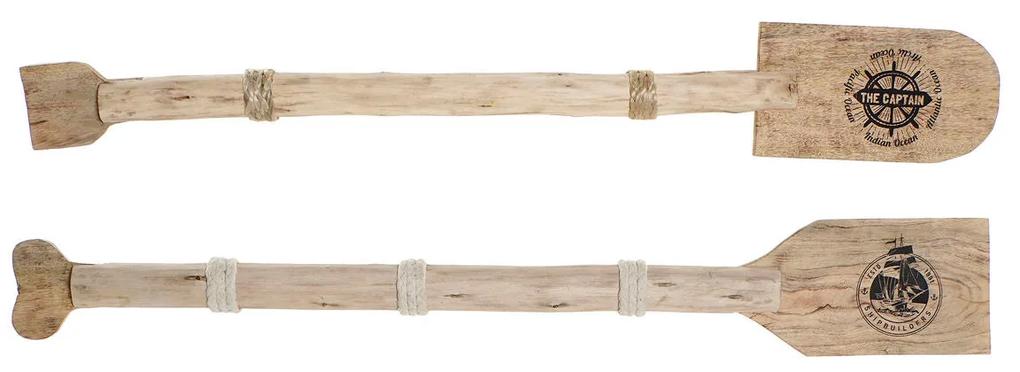 Decorazione da Parete DKD Home Decor Marrone Corda Legno di mango Canottaggio (130 x 8 x 18 cm) (2 Unità)