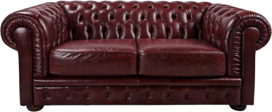 Divano 2 Posti Royal Chesterfield L175 cm in Pelle Vintage - Bordeaux