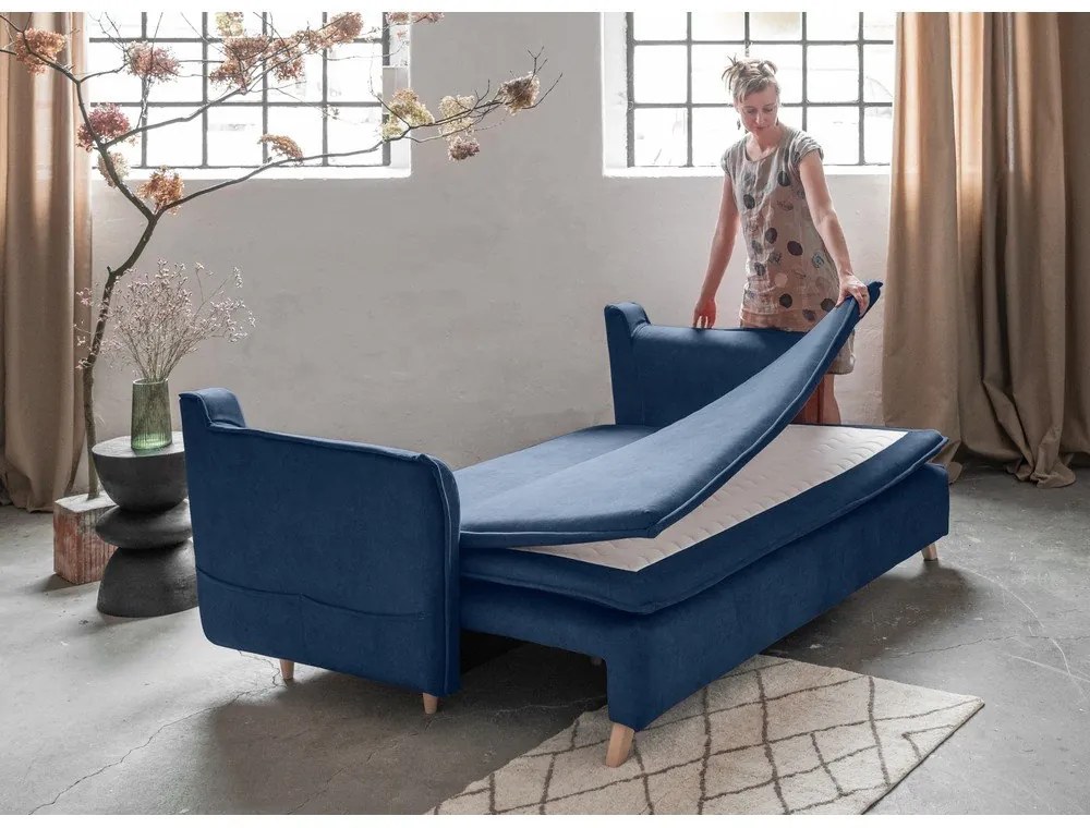 Divano in velluto blu scuro 225 cm Charming Charlie - Miuform