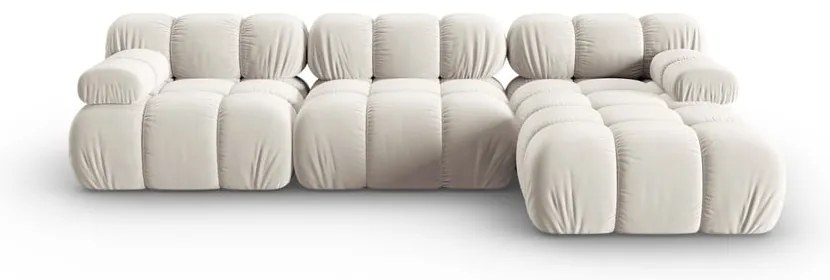 Divano angolare componibile beige (con penisola a destra) con rivestimento in velluto Bellis – Micadoni