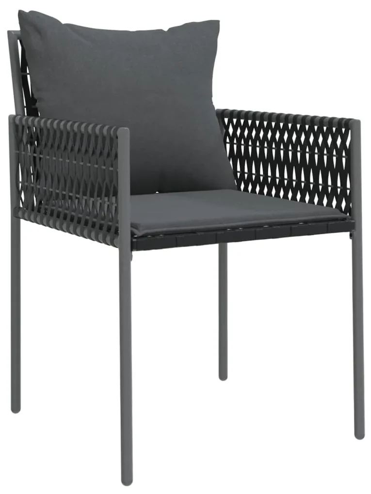 Set pranzo da giardino 7 pz con cuscini in polyrattan e acciaio