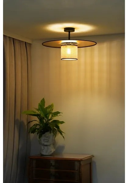 Duolla - Lampadario a plafone TOKYO RATTAN 1xE27/15W/230V diametro 50 cm oro/rattan