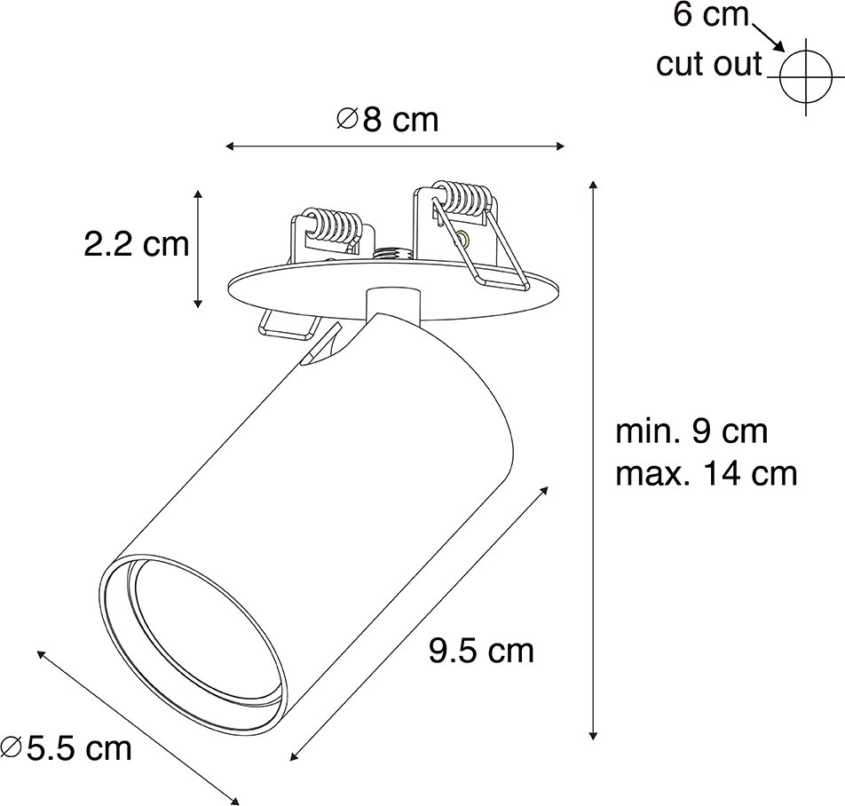 Faretto da incasso moderno nero GU10 50mm - Chels