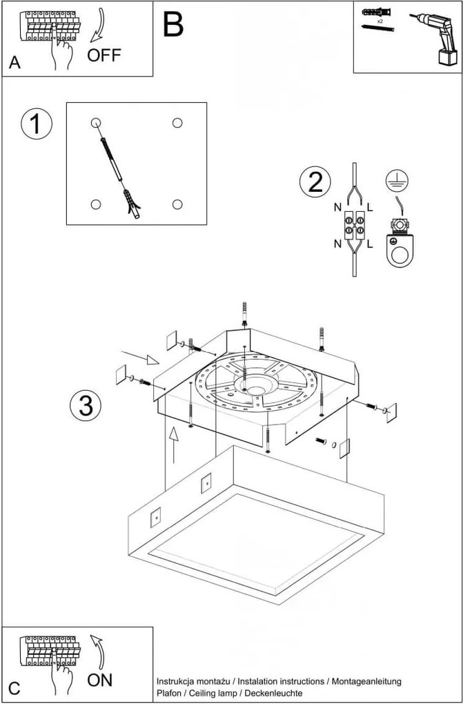 Lampada da soffitto 18W RIZA in Cemento e Vetro - Grigia