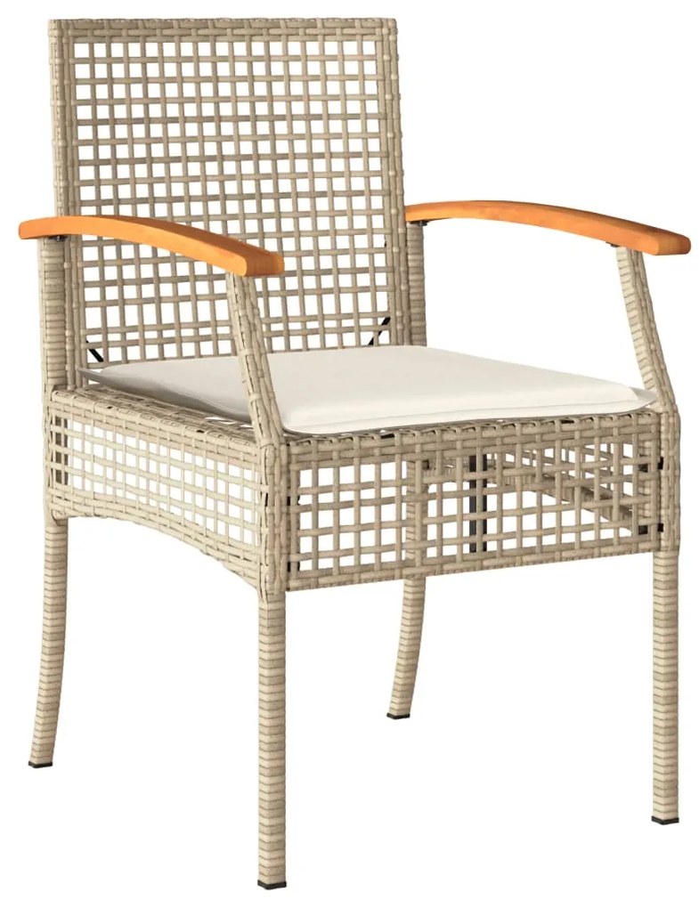 Set da pranzo da giardino 3 pz con cuscini beige in polyrattan