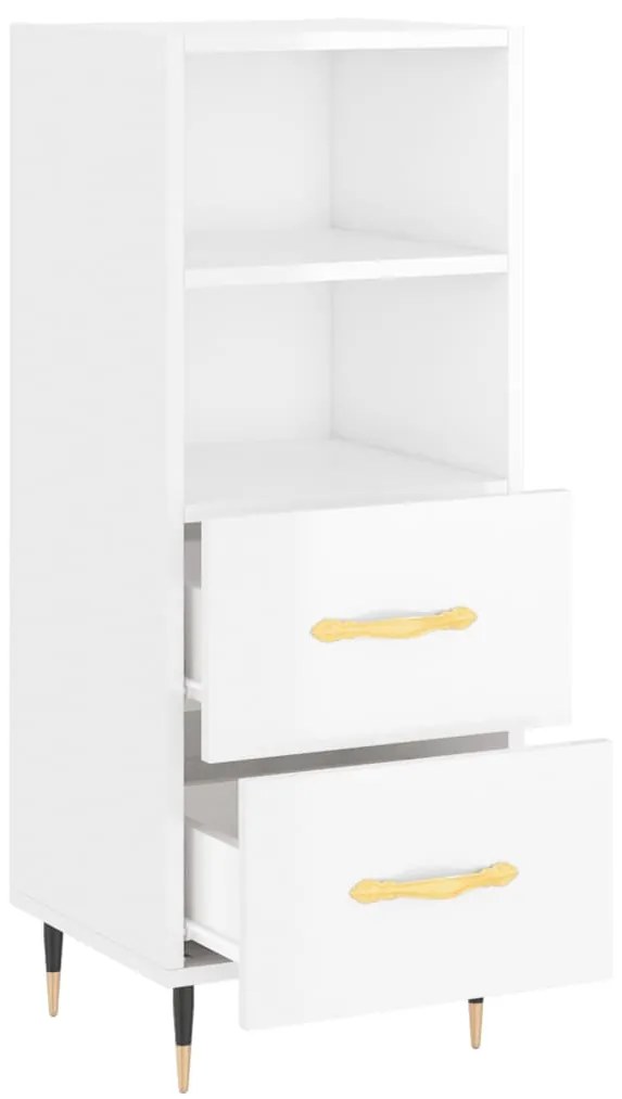 Credenza bianco lucido 34,5x34x90 cm in legno multistrato