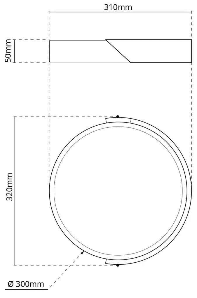 Plafoniera LED Rotonda 18W CCT Ø300mm Legno/Nero