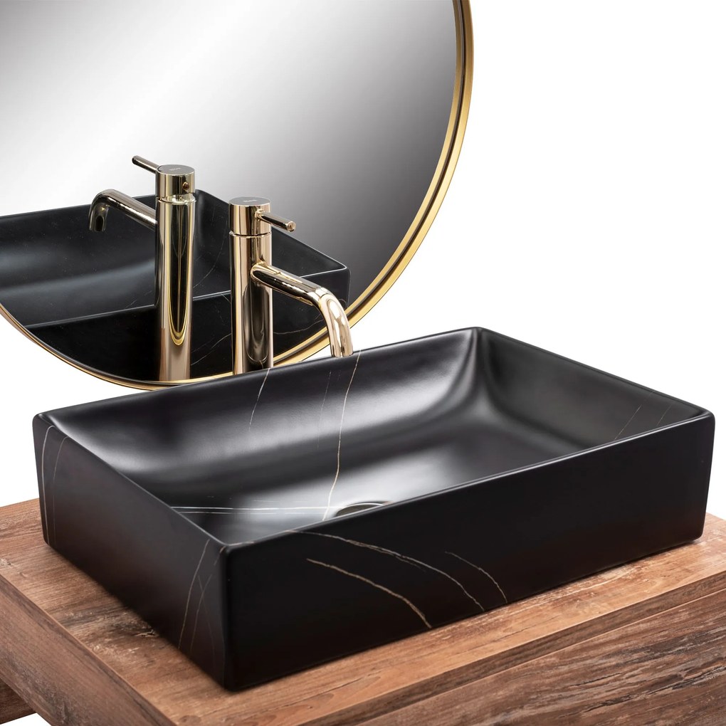 Lavabo da appoggio Rea Inga Black Marble Mat